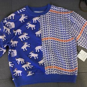Blue and White Kids Pullover  with Fun Print